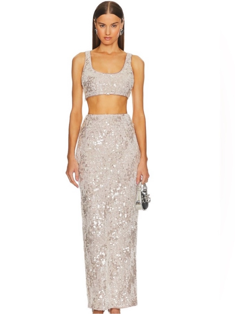 Revolve x Michael Costello Marlene Sequin Top & Skirt Set in Frost